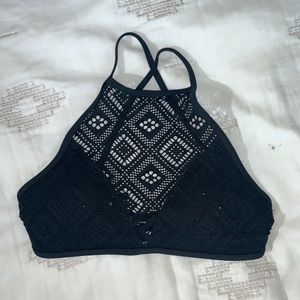 Black aerie high neck mesh bikini top size XS